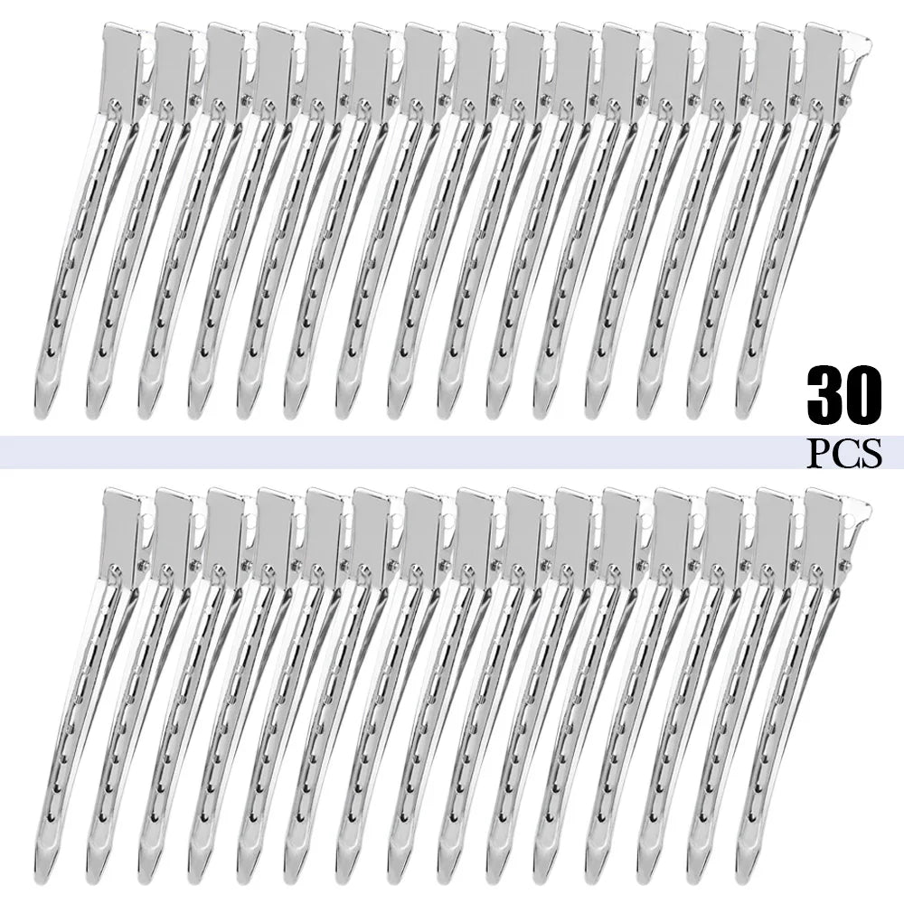 Grampos de cabelo de metal para mulheres, grampos de cabelo prateados para estilo, seccionamento, 24/30/50 peças, clipe de jacaré para cachos longos e grossos, faça você mesmo