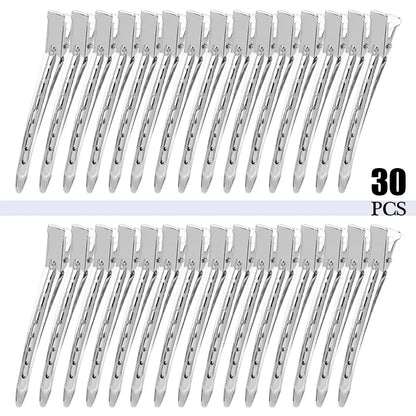 Grampos de cabelo de metal para mulheres, grampos de cabelo prateados para estilo, seccionamento, 24/30/50 peças, clipe de jacaré para cachos longos e grossos, faça você mesmo