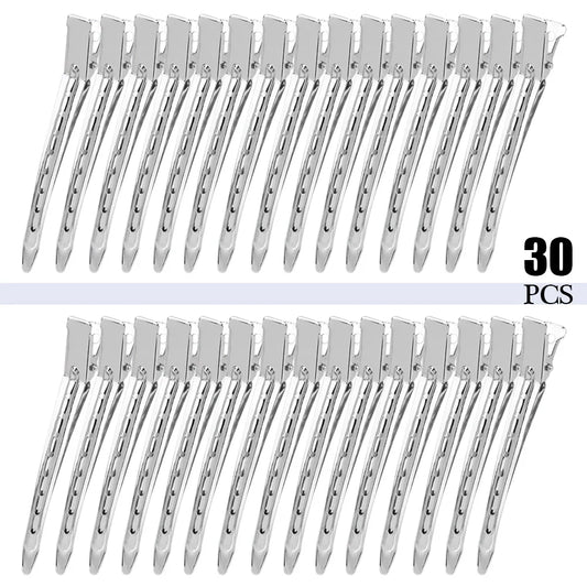 Grampos de cabelo de metal para mulheres, grampos de cabelo prateados para estilo, seccionamento, 24/30/50 peças, clipe de jacaré para cachos longos e grossos, faça você mesmo