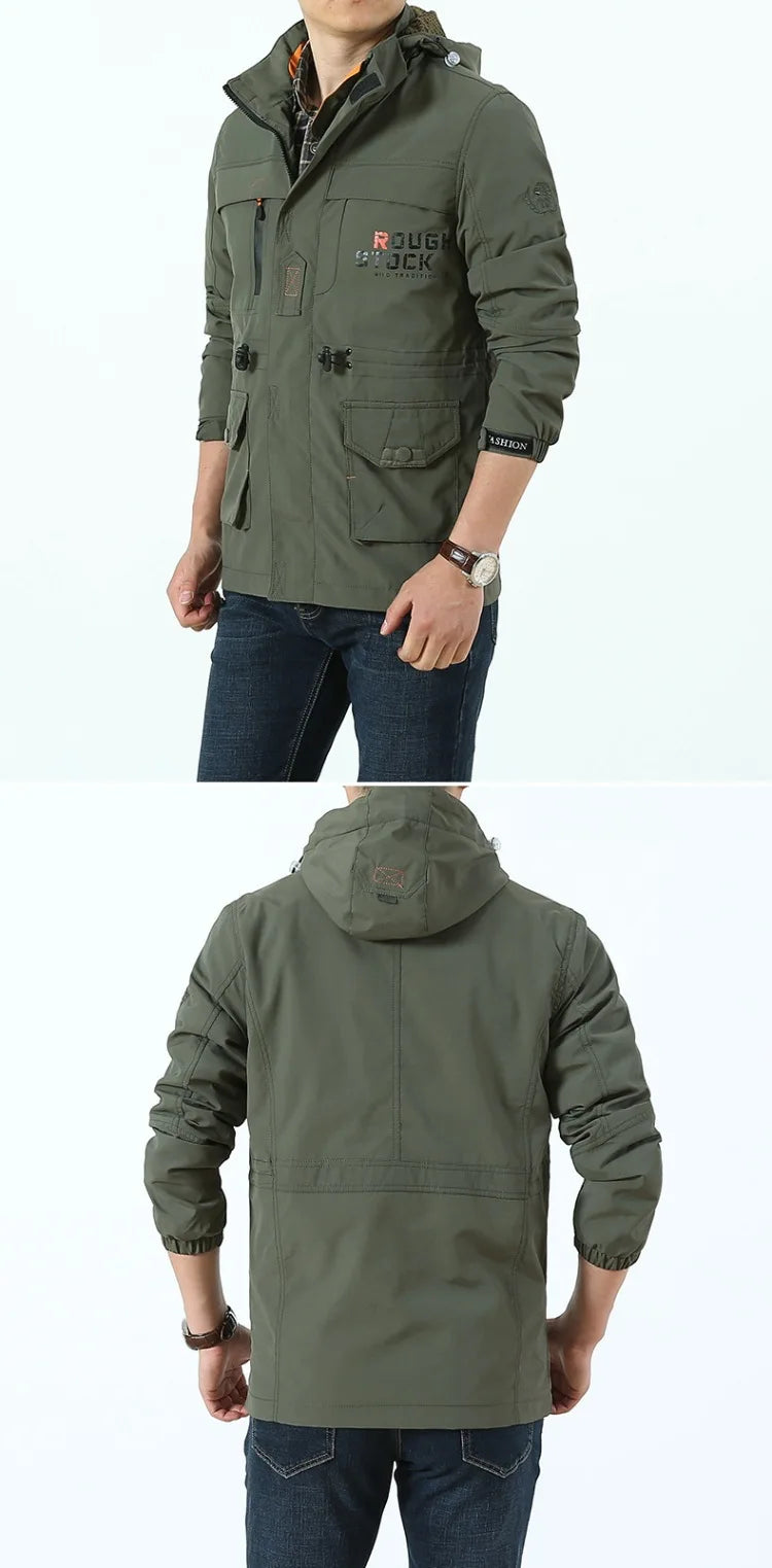 Chaqueta táctica cortavientos para hombre, impermeable, con capucha, para exteriores, deportiva, militar, talla europea, S-5XL, para escalada de campo, ropa fina