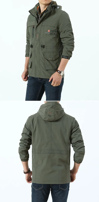 Chaqueta táctica cortavientos para hombre, impermeable, con capucha, para exteriores, deportiva, militar, talla europea, S-5XL, para escalada de campo, ropa fina