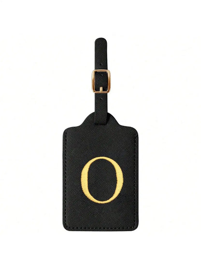 PU Leather Luggage Tag for Travel - Durable Suitcase ID Tag with Privacy Cover & Name Card Slot (A-Z) liu