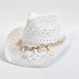 Summer Hand-Woven Straw Hat for Women Shell Decoration Holiday Beach Sun Hat Panama Hat for Women