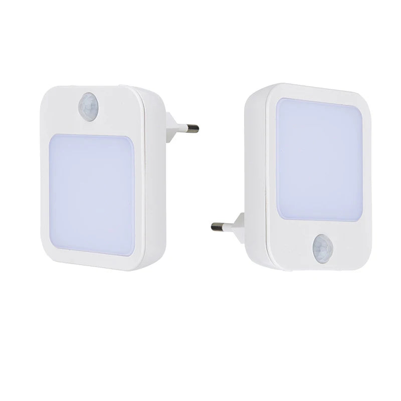 Luz nocturna con sensor de movimiento y luz LED, enchufe europeo, luz nocturna inalámbrica para niños, mesita de noche y dormitorio.