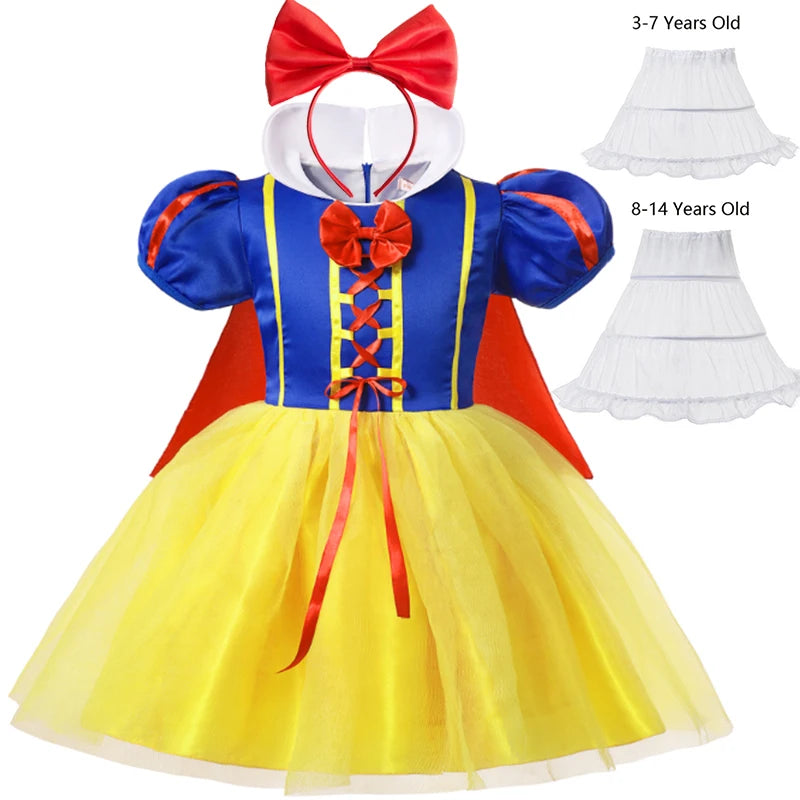 Fantasia de Princesa Branca de Neve para Meninas – Halloween, Festa de Aniversário, Brincadeiras e Fantasias Infantis (com Capa)