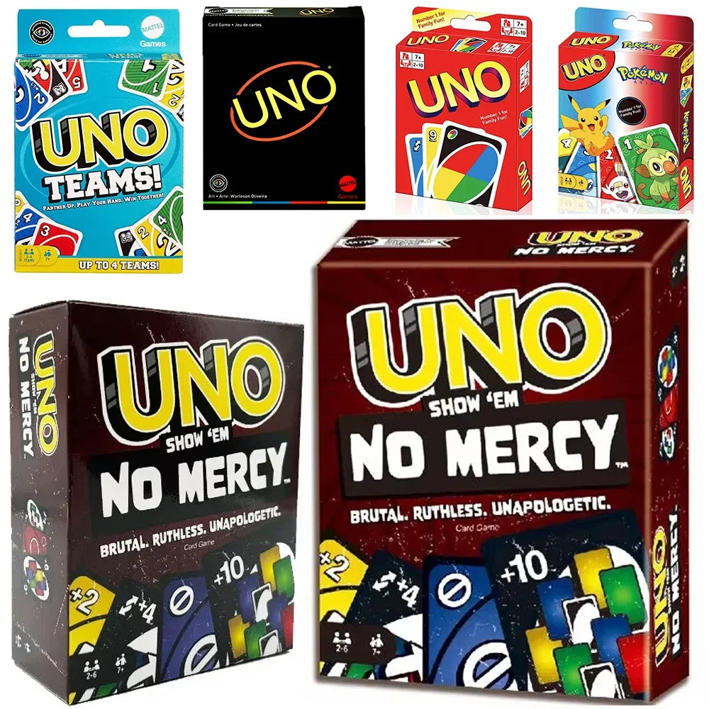 UNO NO MERCY Matching Card Game Pokemon Uno TEAMS Mario Multiplayer Family Party Boardgame Funny Friends Entertainment Poker ﻿