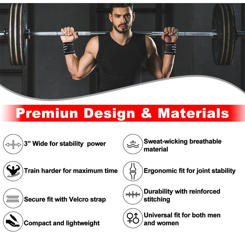 Wrist Support Wristband 1 Pair Brace Straps Extra Strength Working Out Weight Lifting Wrist Wraps Bandage Fitness Gym Training