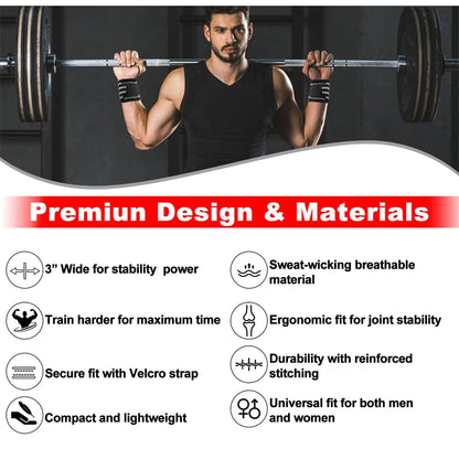 Wrist Support Wristband 1 Pair Brace Straps Extra Strength Working Out Weight Lifting Wrist Wraps Bandage Fitness Gym Training