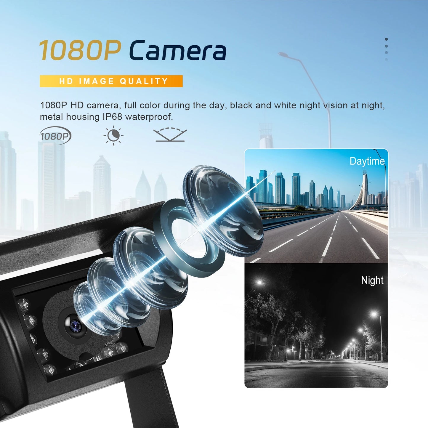 LeeKooLuu Wireless Dual Backup Reversing Cameras and 7" IPS Car Monitor IR Night Vision Rear View Camera for RV Truck Trail Bus
