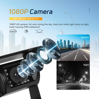LeeKooLuu Wireless Dual Backup Reversing Cameras and 7" IPS Car Monitor IR Night Vision Rear View Camera for RV Truck Trail Bus