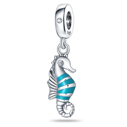 Ocean Series - Original Genuine 925 Sterling Silver Turtle Crab Mermaid Charm Beads Suitable for 3mm Bracelet DIY Making Pendant