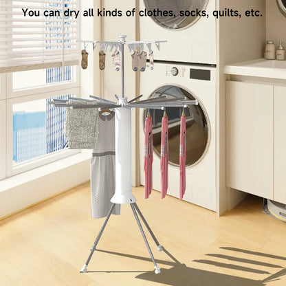 1/2 Layer Foldable Cylinder Drying Rack with Wheels Octopus Retractable clothes Drying Rack with 16 Clothes Drying Rod and Clips