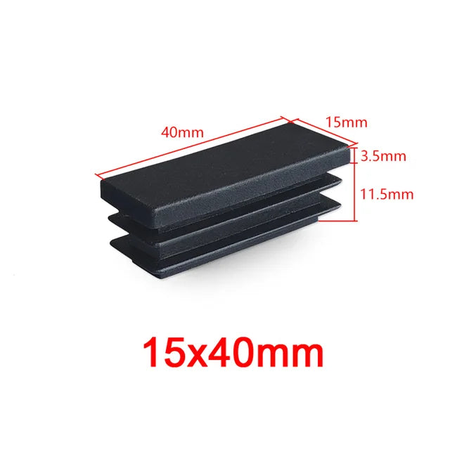 Tapas rectangulares decorativas de plástico negro para patas de muebles, tapones para tubos, tapas antipolvo, 10 x 20 mm, 40 x 80 mm 