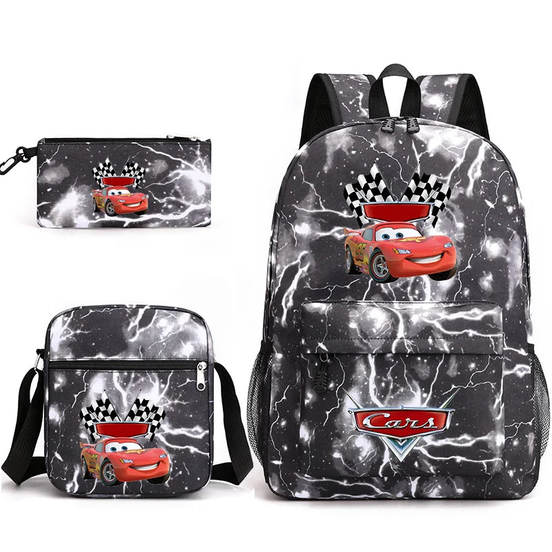 3pcs Disney Pixar Cars Lightning McQueen Students Backpacks Schoolbags Pencil Case Shoulder Bags Boys Girls School Bags Sets