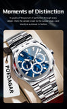 POEDAGAR Business Man Wristwatch Date Chronograph Waterproof Luminous Luxury Men Watch Stainless Steel Quartz Men's Watches Male