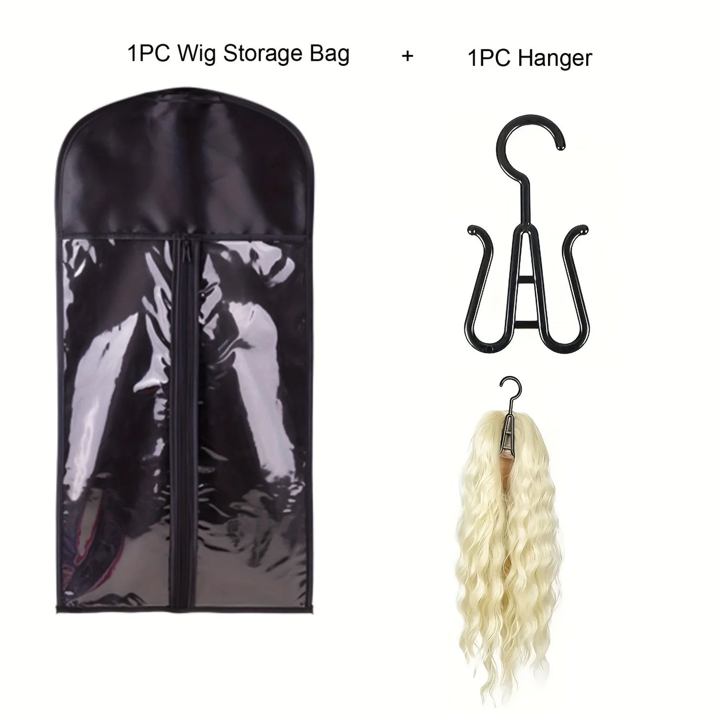 Saco do armazenamento com gancho para extensões do cabelo, suporte da peruca, perfeito para o curso, 1PC