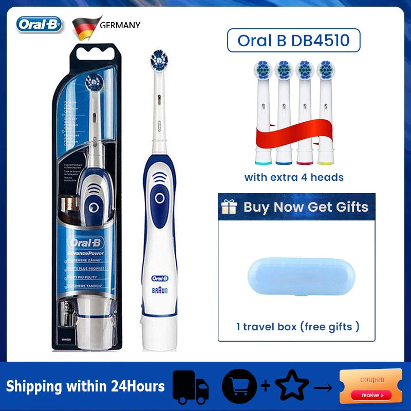 Oral B Sonic Electric Toothbrush Battery Powered 2D Rotating Tooth Brush Oral Hygiene Dental Teeth with Replaceable Heads