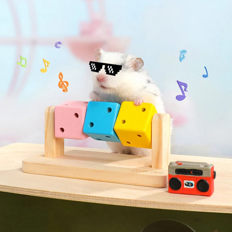 1pc Funny Colorful Wooden Rubik's Cube-shaped Interactive Chewing Toy for Small Pet Birds Parrots Hamsters Boredom Relief Toys