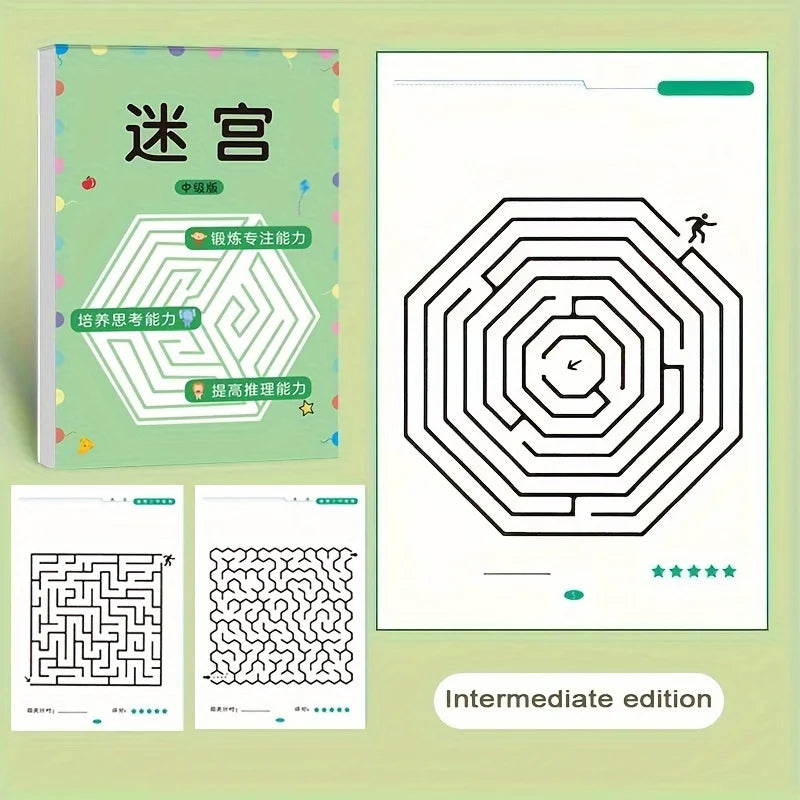 Maze puzzle book: Brain-challenging toy for boys and girls - Maze, logic games, and concentration exercises - Children's gift