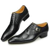 Nice Men Black Brown Leather Oxford Brogue Dress Shoes Office Men's Leather Men's Pair with Suit Jeans Side Lace Up Buckle Stylish