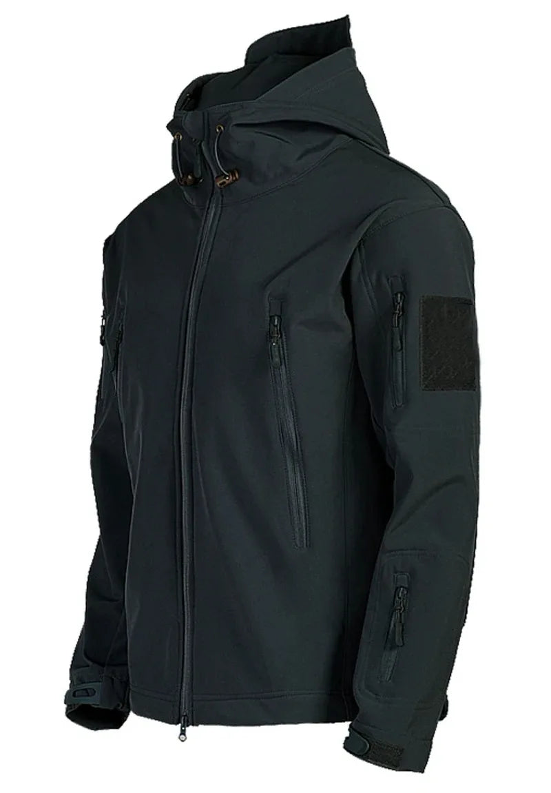 Chaqueta militar informal con capucha para hombre, estilo aviador, de combate, impermeable, de piel de tiburón, estilo softshell, táctica