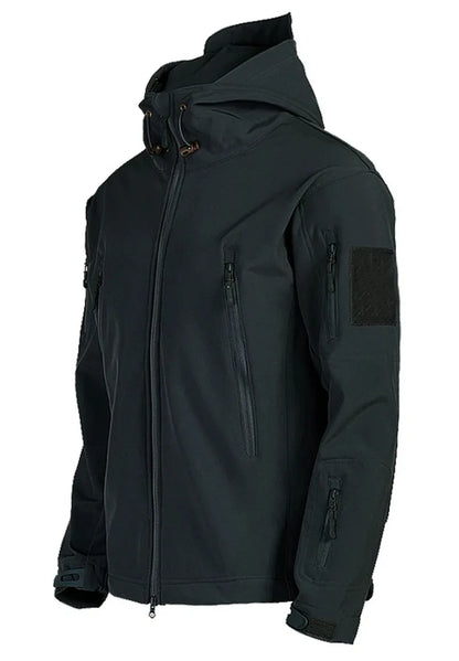 Chaqueta militar informal con capucha para hombre, estilo aviador, de combate, impermeable, de piel de tiburón, estilo softshell, táctica