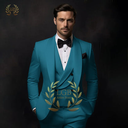 Men's off-white suit wedding/dinner/party/cocktail 3-piece suit (jacket + vest + trousers) men's custom size color dress