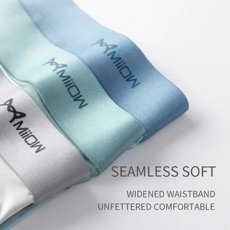MiiOW 3Pcs Lot Men Boxer Shorts Graphene Antibacterial Ice Silk Underwear Men's Boxer Shorts Seamless Breathable Male Panties L-5XL
