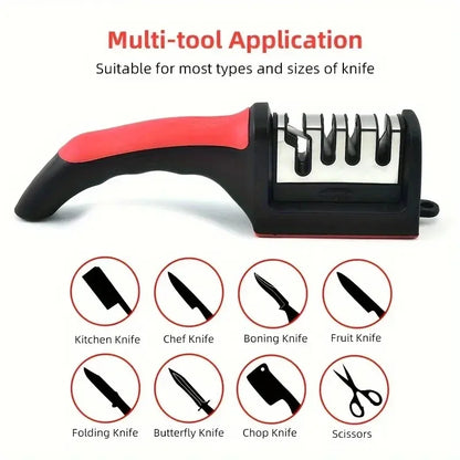 3-Segment Knife Sharpener Knife Sharpeners for Kitchen Knives Stainless Steel Three-Purpose Sharpening Stone for Kitchen Tools