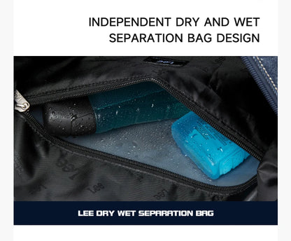 LEE Casual Weekends Overnight Luggage Travel Bag Women Men Waterproof Dry Wet Pockets Duffle Bag Unisex Sport Fitness Gym Bag