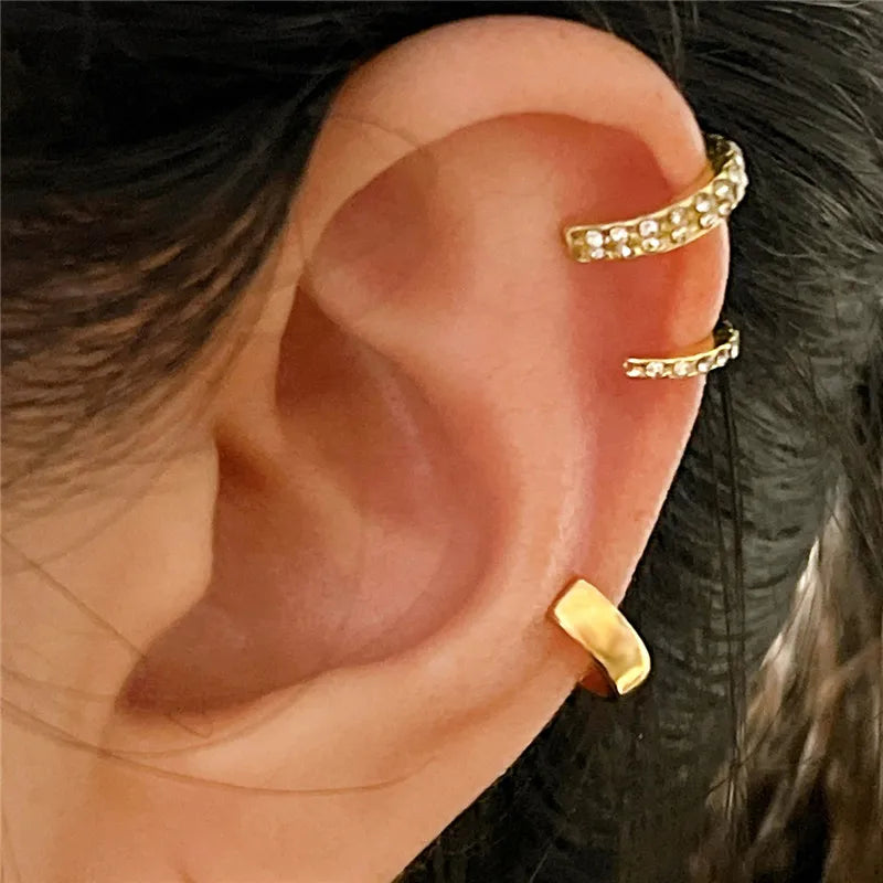 Silver Color Leaves Clip Earrings for Women Men Creative Simple C Ear Cuff Non-Piercing Ear Ear Clip Set Trend Jewelry Gift