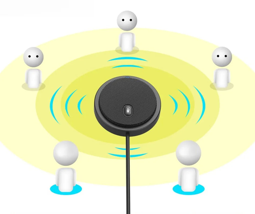 HCSTVCON Microphone Omnidirectional Video Conference Mini Portable 360° Voice Pickup USB Plug for Meeting Business Online Live