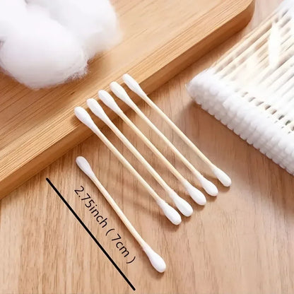 Hisopos de algodón de doble punta para desmaquillaje doméstico, limpieza de oídos, higiene, hisopos de algodón desechables de cabeza redonda.