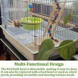 Small Bird Cage Bath Tub with Mounting Ring Bright Green Plastic Bowl for Parrot Canary Bathing Feeding 12cm Diameter