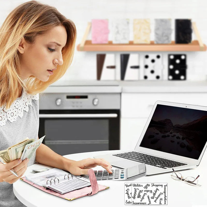 New A6 Budget Plan Notebook Cash Envelope Saving Money 6-Hole Binder for Financial Management A6 Loose-Leaf Notebook Binder