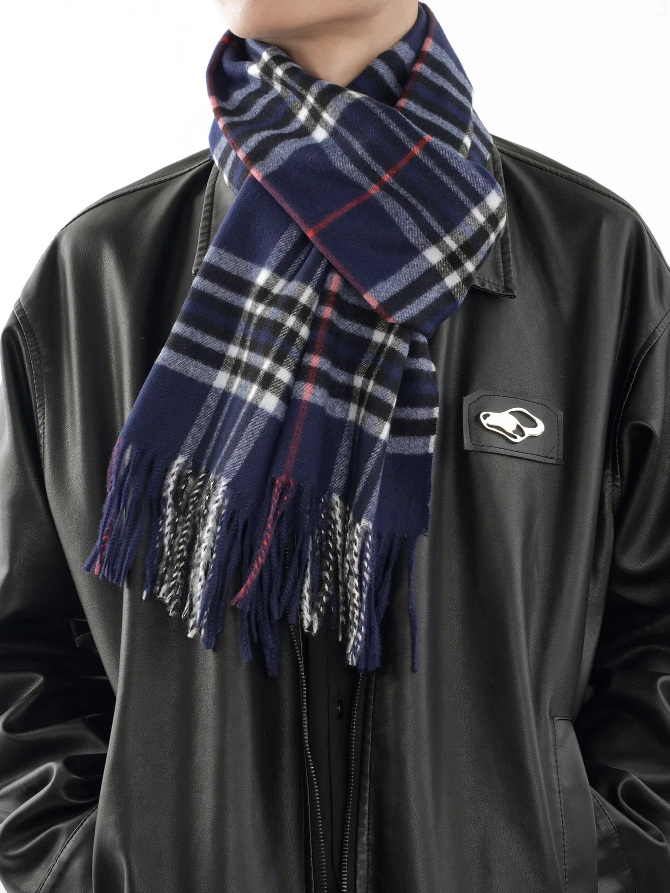 Bufanda tipo chal para hombre con tacto de cachemira cálido a cuadros de Edimburgo, bufanda a cuadros escoceses de estilo preppy