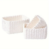 3pcs Paper Rope Storage Baskets for Organizing Container Bins for Shelves Cupboards Drawer,Small Woven Basket,Multifunctional