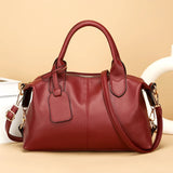 Genuine Brand Soft Leather Shoulder Bag For Women Casual Tote Bag Female Solid Color Purse Simple Design Handbag Commuting Sac