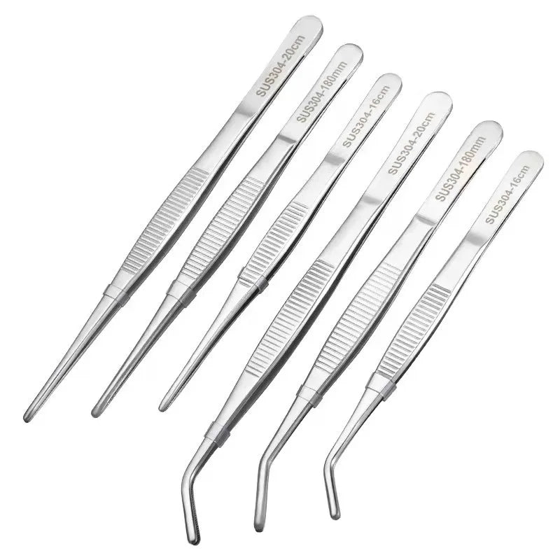Stainless Multifuctional Steel Elbow Tweezers Aquarium Clip Long Tongs Medical Tweezers Forceps Pet Feeding Tools Non-slip