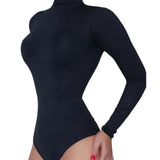 Women's One-Piece Monochrome Jumpsuit, High Neck Briefs, Sexy Sculpting, Hip Wrap, Stretch, Yoga 