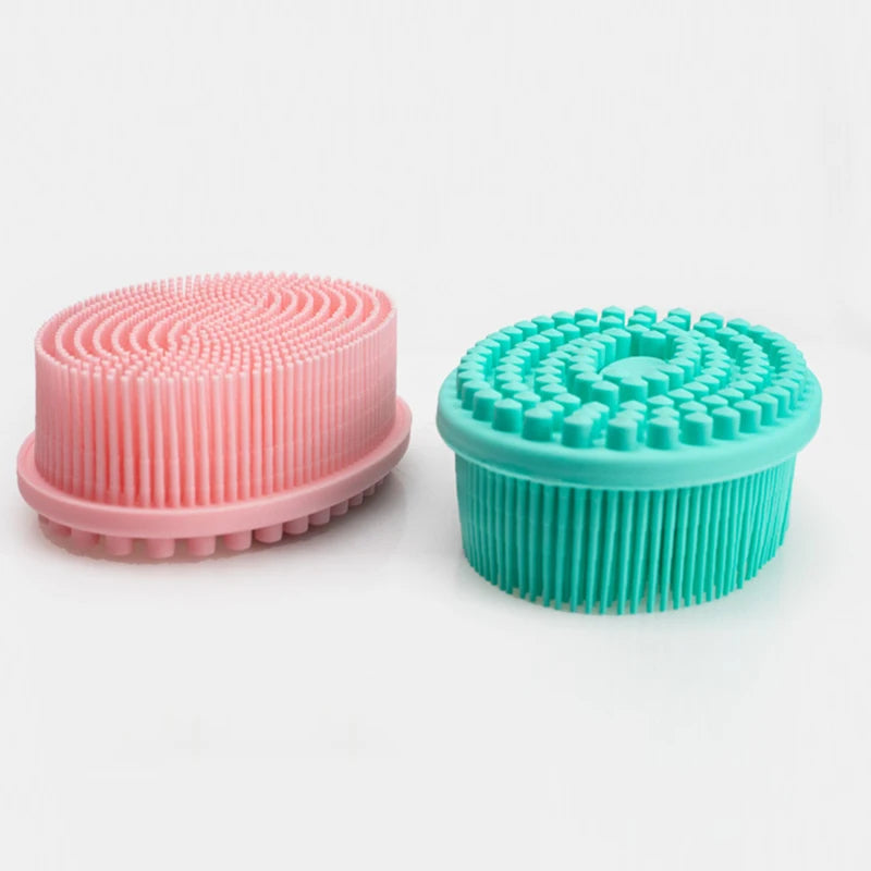 Exfoliating Sponge Dead Body Scrubber Skin Head Washing Brush Comb Silicone Bristle Bath Brush Scalp Massager Bath Tool Hygienic