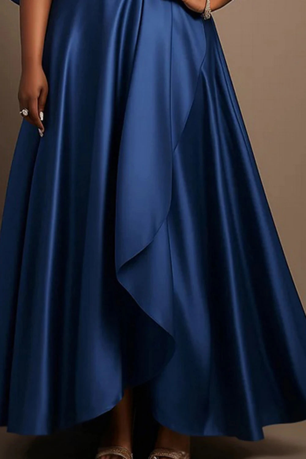 Cetim elegante feminino plus size maxi vestido plissado uma manga fora do ombro bainha irregular festa noite vestidos de casamento 2025
