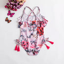 One Piece Girl Swimsuits 1 2 3 4 5 Year Baby Printed Swimwear Summer Beach Bathing Bikini Clothes Kids Bow Seaside Swimming Wear