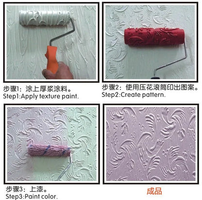 Decorative Paint Roller Pattern Embossed Texture Painting Tools for Wall Rubber Airless Pintura Machine Household Brush EG321T