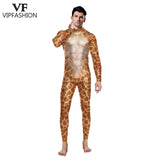VIP FASHION 2025 Halloween Costumes for Men Animal Fox Cosplay Bodysuit Giraffe Leopard Zentai Jumpsuits Party Funny Male Outfit