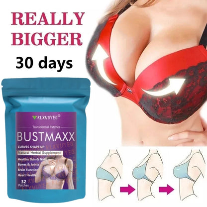 BUSTMAXX Clinical Strength Breast Augmentation Supplement, Transdermal Patches Produced in the USA, 32 pcs/bag