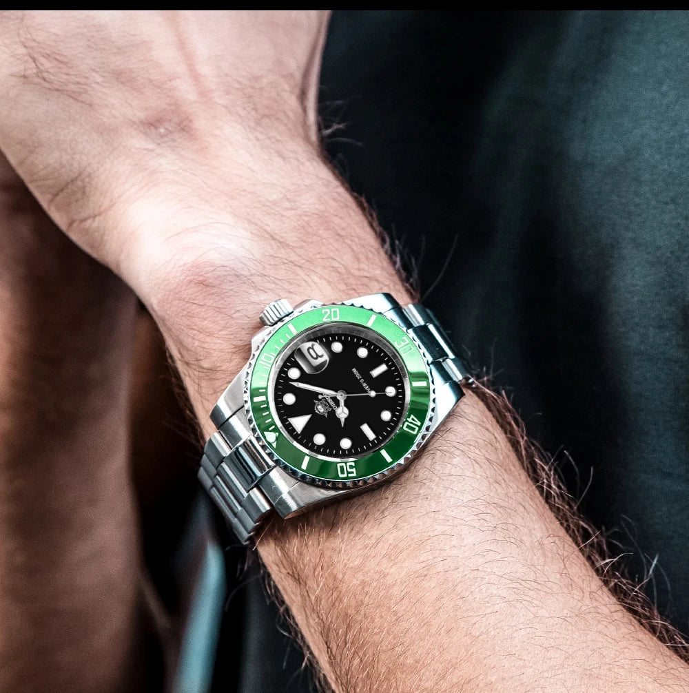 ADDIESDIVE Quartz Watch for Men 316L Stainless Steel Super Luminous Ceramic Bezel 200m Waterproof Classic Diving Men‘s Watch