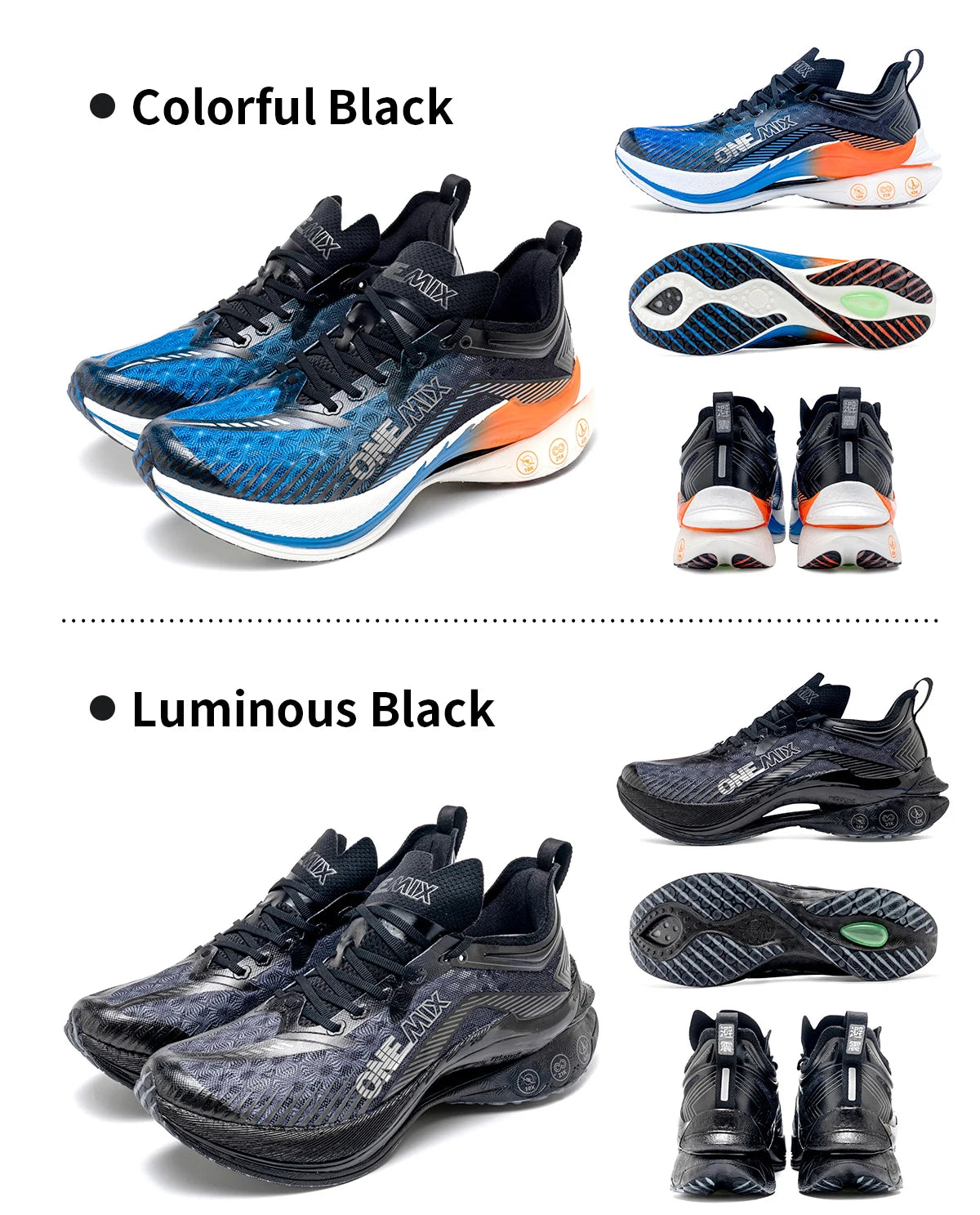 ONEMIX Trail Racing Running Shoes Cushion Breathable Mesh Stable Wearable Outdoor Carbon Plate Marathon Sport Training Sneakers