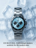 Relógio masculino cronógrafo solar diver em aço inox a prova de agua 200mm
