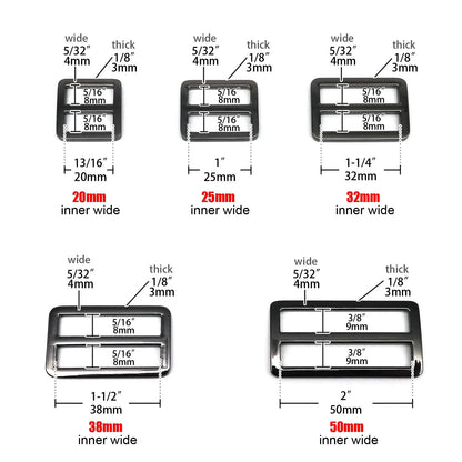 Metal High Quality Thickened Leather Bag Shoulder Strap Belt Web Rectangle Adjust Tri-glide Pin Roller Buckle Slider Loop O Ring